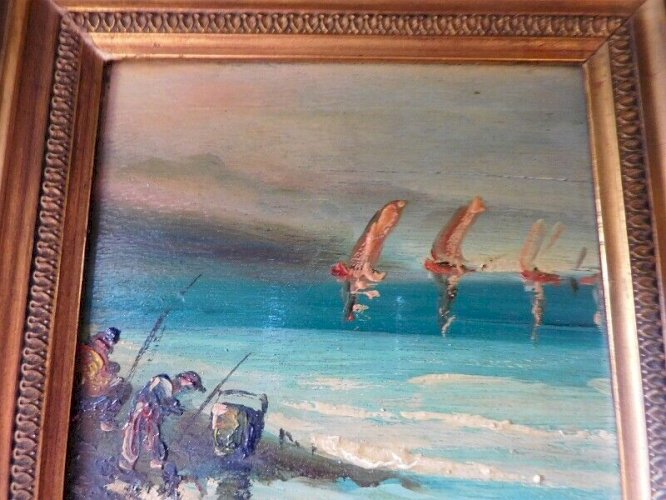 TABLEAU MARINE HUILE SUR PANNEAU N°8