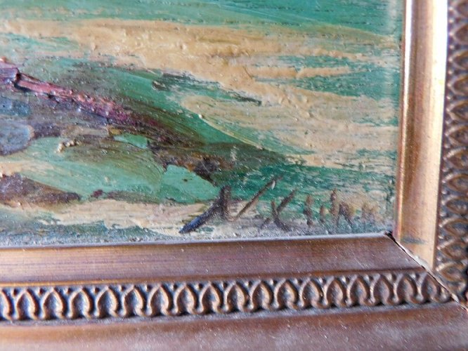 TABLEAU MARINE HUILE SUR PANNEAU N°8