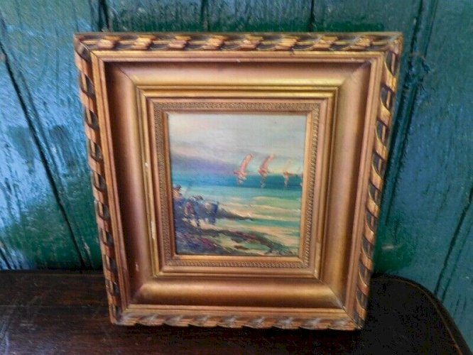 TABLEAU MARINE HUILE SUR PANNEAU N°8