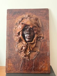 Leather mask board, authentic makeup 1989 - signed artisanal production