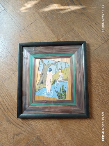 tableau naïf les baigneuses signé Françoise Lombard 2013