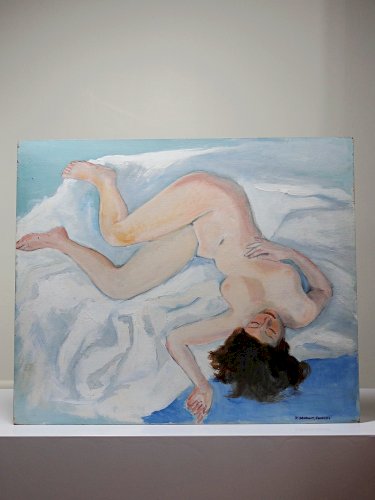 Tableau nu femme endormie, moderne huile panneau vintage