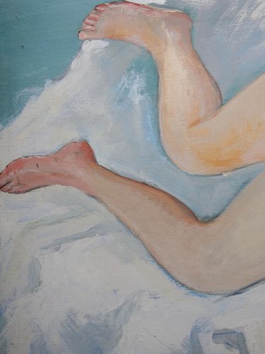 Tableau nu femme endormie, moderne huile panneau vintage