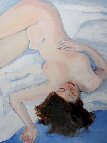 Tableau nu femme endormie, moderne huile panneau vintage