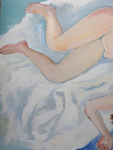 Tableau nu femme endormie, moderne huile panneau vintage