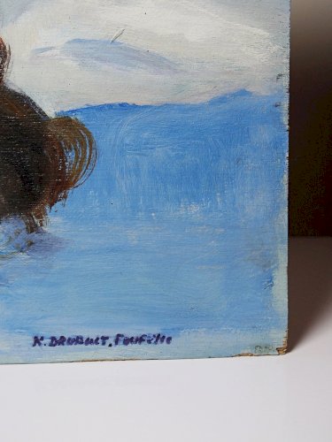 Tableau nu femme endormie, moderne huile panneau vintage
