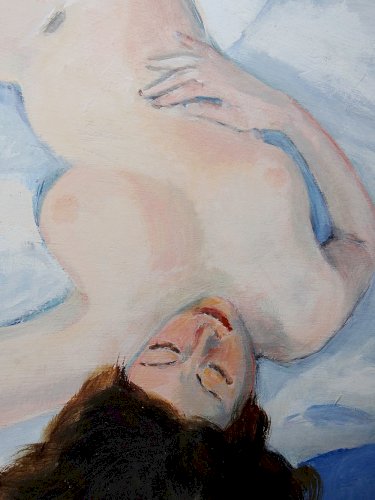 Tableau nu femme endormie, moderne huile panneau vintage
