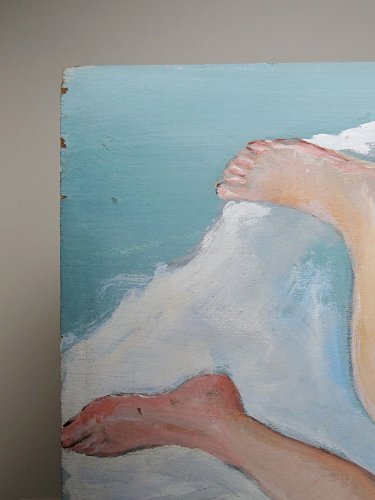 Tableau nu femme endormie, moderne huile panneau vintage
