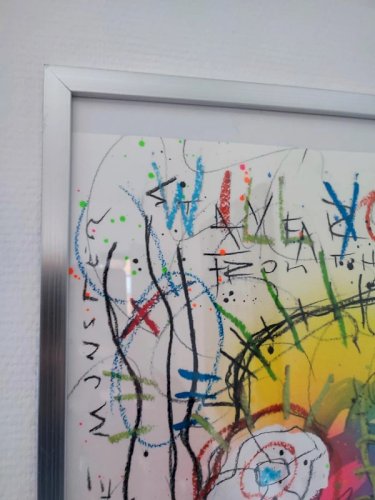 tableau original moderne signé The big fat boy artiste coté en tres bon etat