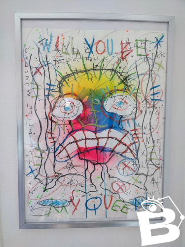 tableau original moderne signé The big fat boy artiste coté en tres bon etat