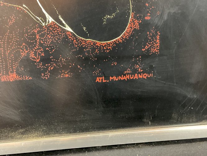 TABLEAU PANNEAU  IMPRIMÉ VINTAGE NUE FÉMININ ÉROTIQUE SIGNE ATL .MUNAHUANQUI .