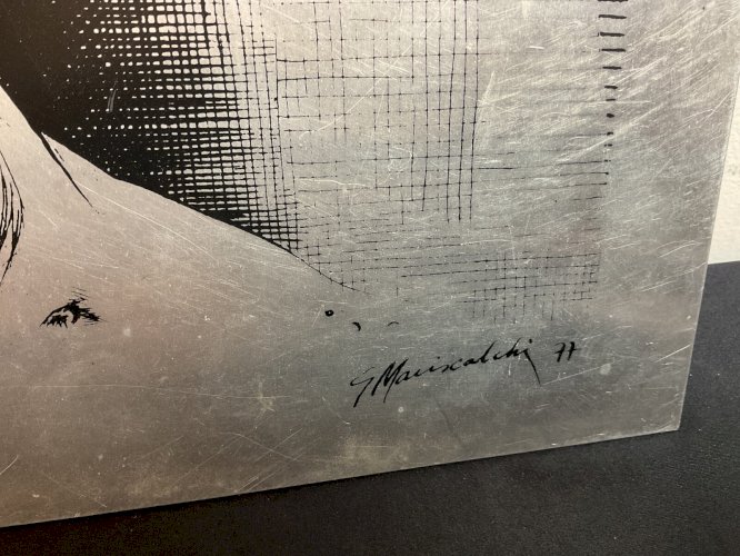 TABLEAU PANNEAU  IMPRIMÉ VINTAGE NUE FÉMININ ÉROTIQUE SIGNE .