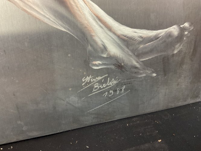 TABLEAU PANNEAU  IMPRIMÉ VINTAGE NUE FÉMININ ÉROTIQUE SIGNE .