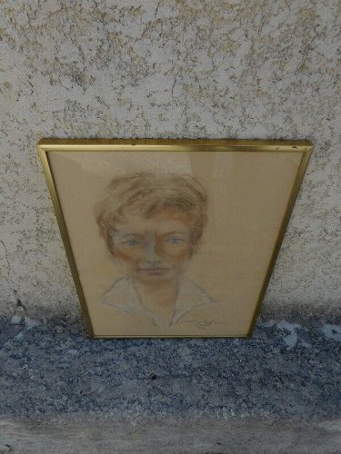TABLEAU PASTEL SUR PAPIER PORTRAIT SIGNE CAROLINE HARDIMAN JARDEL 97