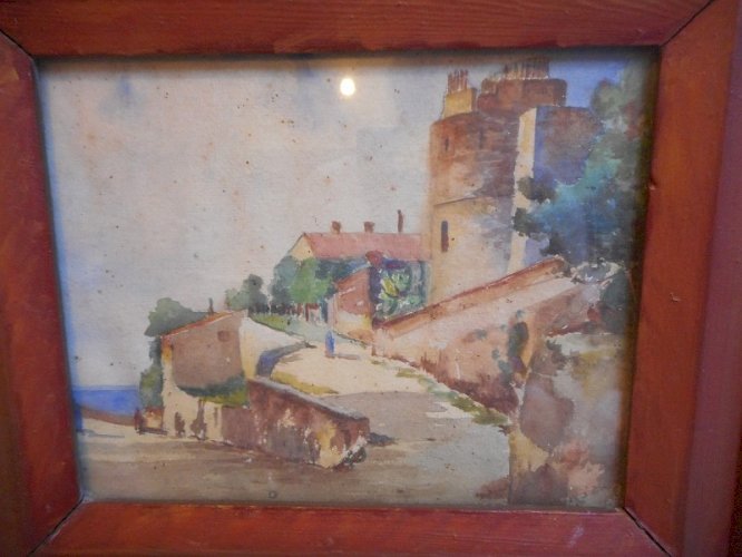 TABLEAU PEINTURE AQUARELLE ANCIENNE