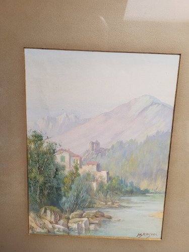 TABLEAU PEINTURE AQUARELLE CADRE DORE SIGNE BRINGUER