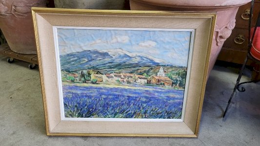 WATERCOLOR PAINTING OF A LAVENDER FIELD BY GILBERT BLANC
