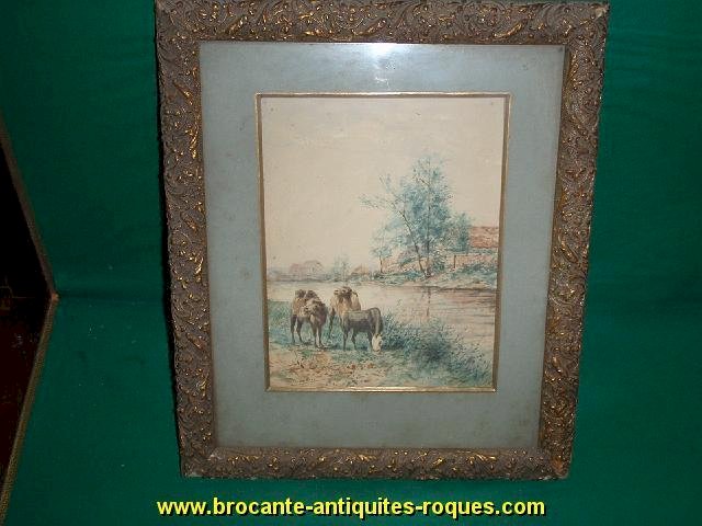 TABLEAU PEINTURE AQUARELLE DROMADAIRE L GENTIL