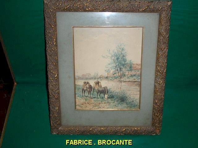 TABLEAU PEINTURE AQUARELLE DROMADAIRE L GENTIL