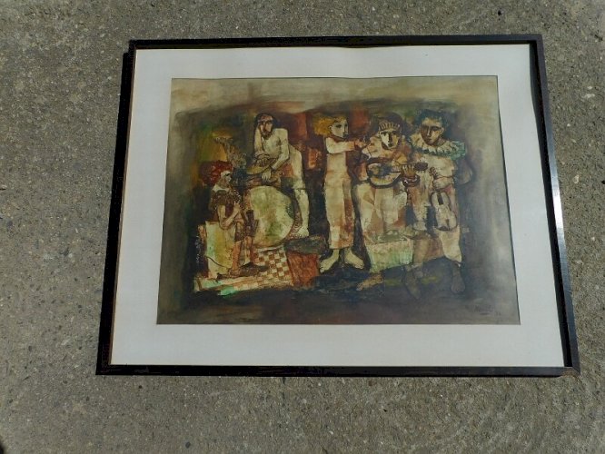 TABLEAU PEINTURE AQUARELLE MANILI 77 ERNESTO MUSICOS