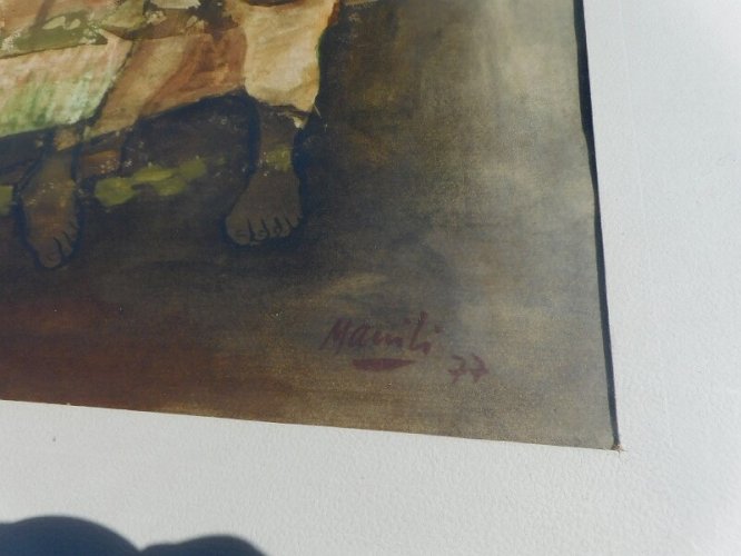 TABLEAU PEINTURE AQUARELLE MANILI 77 ERNESTO MUSICOS