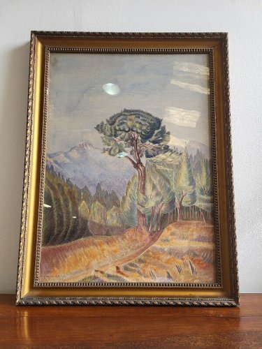 TABLEAU PEINTURE AQUARELLE PAYSAGE SIGNE SIMONIN A F 1927