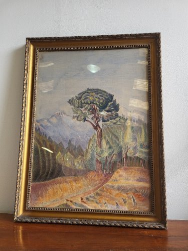 TABLEAU PEINTURE AQUARELLE PAYSAGE SIGNE SIMONIN A F 1927
