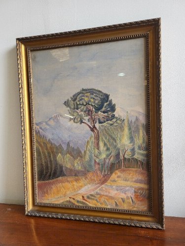 TABLEAU PEINTURE AQUARELLE PAYSAGE SIGNE SIMONIN A F 1927