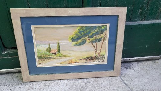 TABLEAU PEINTURE AQUARELLE SIGNATURE A DECHIFFRER LOUIS...