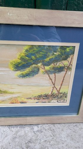 TABLEAU PEINTURE AQUARELLE SIGNATURE A DECHIFFRER LOUIS...