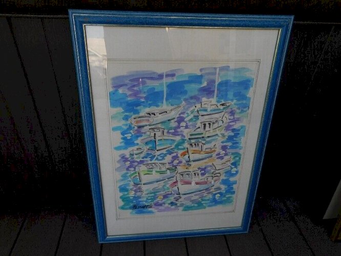 TABLEAU PEINTURE AQUARELLE SIGNE PASSARELLI