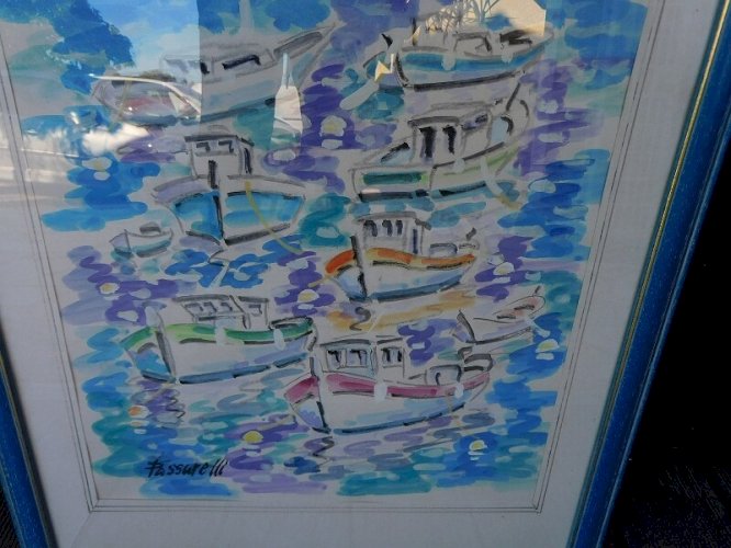 TABLEAU PEINTURE AQUARELLE SIGNE PASSARELLI