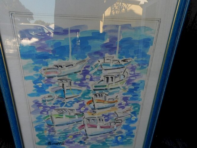 TABLEAU PEINTURE AQUARELLE SIGNE PASSARELLI