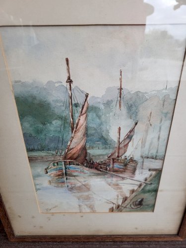 TABLEAU PEINTURE AQUARELLE SIGNEE MARGARET DOUTHETT N° 1