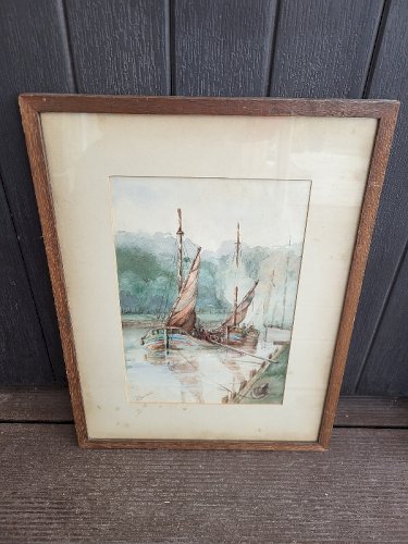 TABLEAU PEINTURE AQUARELLE SIGNEE MARGARET DOUTHETT N° 1