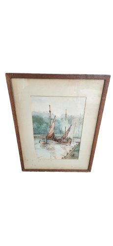 TABLEAU PEINTURE AQUARELLE SIGNEE MARGARET DOUTHETT N° 1