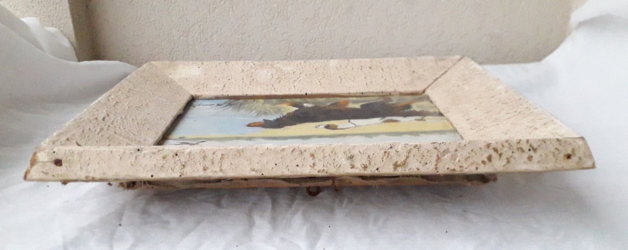 Tableau peinture chien signé Baudoin