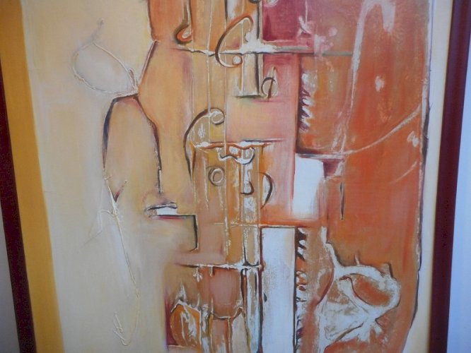 TABLEAU PEINTURE EMPREINTES MUSICALES DE FRANCOISE PERNIOLA BEZIERS