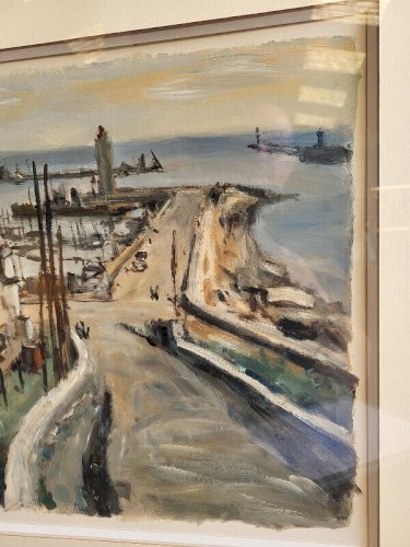 TABLEAU PEINTURE GOUACHE SUR PAPIER ERIC BATTISTA PORT DE SETE N° 2