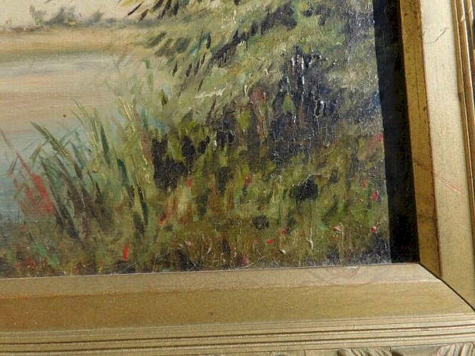 TABLEAU PEINTURE HUILE DU FLEUVE ROUGE 1894 POUR PAUL TONKIN