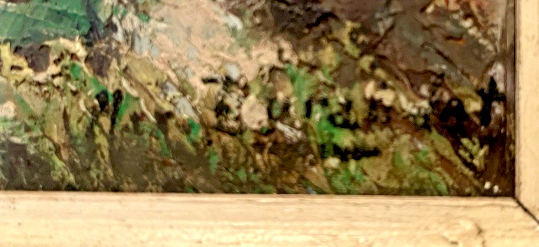 tableau peinture huile signé  paysage méditerranéen ou Atlantique  sur isorel