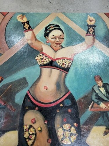TABLEAU PEINTURE HUILE SUR ISOREL SIGNE J ROUSSI POUR FAROUK ROI EGYPTE N° 1