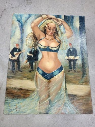 TABLEAU PEINTURE HUILE SUR ISOREL SIGNE J ROUSSI POUR FAROUK ROI EGYPTE N° 2