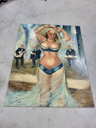 TABLEAU PEINTURE HUILE SUR ISOREL SIGNE J ROUSSI POUR FAROUK ROI EGYPTE N° 2