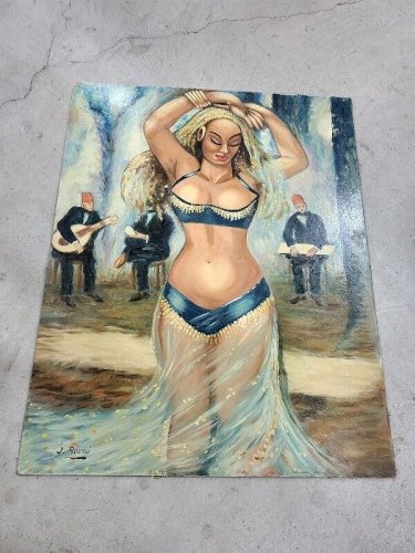 TABLEAU PEINTURE HUILE SUR ISOREL SIGNE J ROUSSI POUR FAROUK ROI EGYPTE N° 2