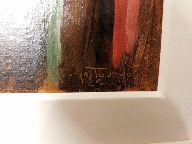 TABLEAU PEINTURE HUILE SUR PANNEAU 3 CLOWNS GEORGES TOURNON 1930