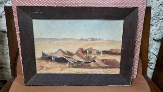 OIL PAINTING ON PANEL WITH ORIENTALIST SUBJECT SIGNED
