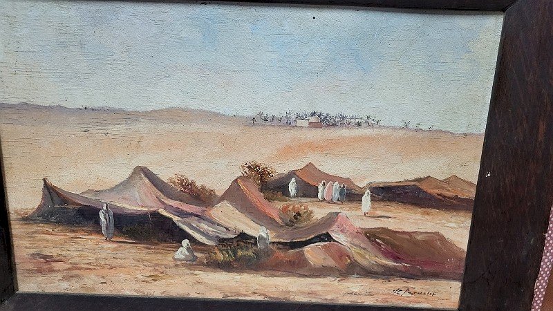 TABLEAU PEINTURE HUILE SUR PANNEAU AVEC SUJET ORIENTALISTE SIGNEE