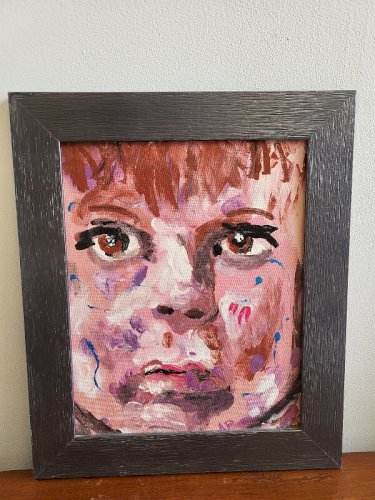 TABLEAU PEINTURE HUILE SUR PANNEAU PORTRAIT D'ENFANT SIGNE AP AMAURY PONTVIANNE