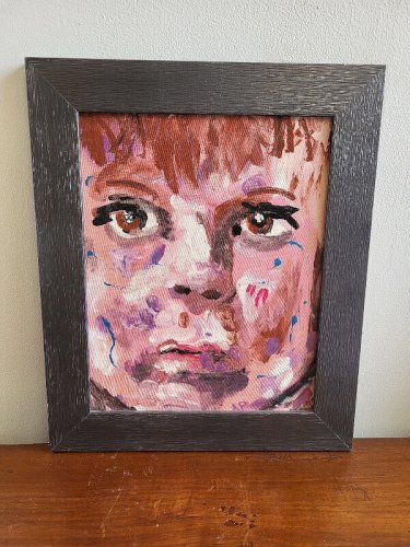 TABLEAU PEINTURE HUILE SUR PANNEAU PORTRAIT D'ENFANT SIGNE AP AMAURY PONTVIANNE